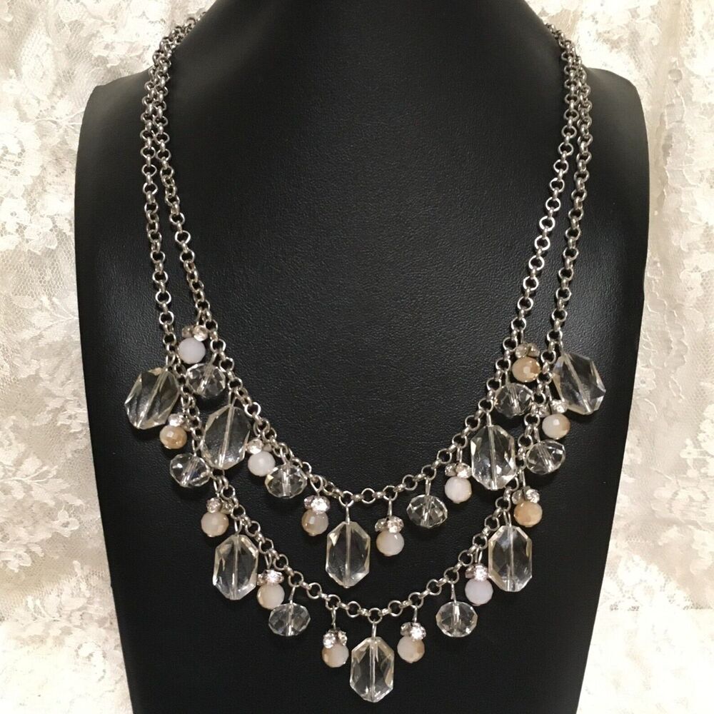 Silver Tone Double Strand Bead Simply Vera Wang Layered Whimsi Statement Piece